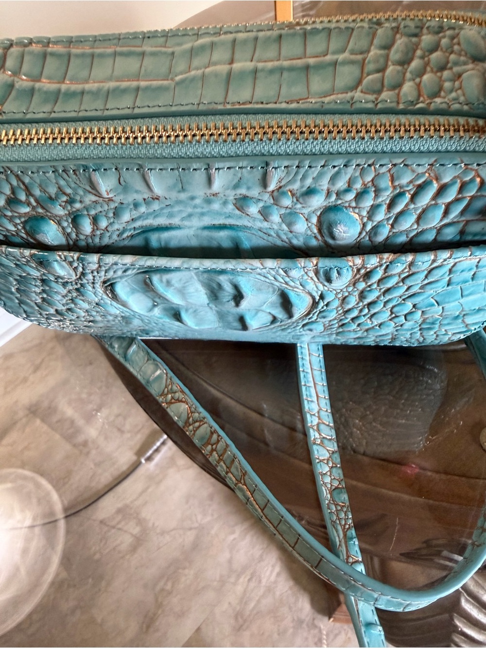Brahmin Danica Waterfall Melbourne Croc-Embossed Crossbody - Picture 13 of 14
